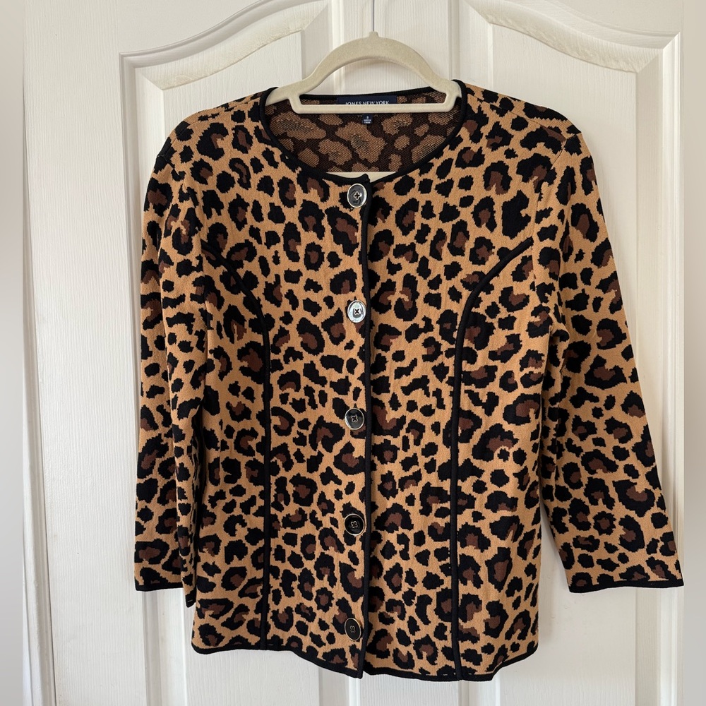 Jones New York Signature Leopard Print Cardigan